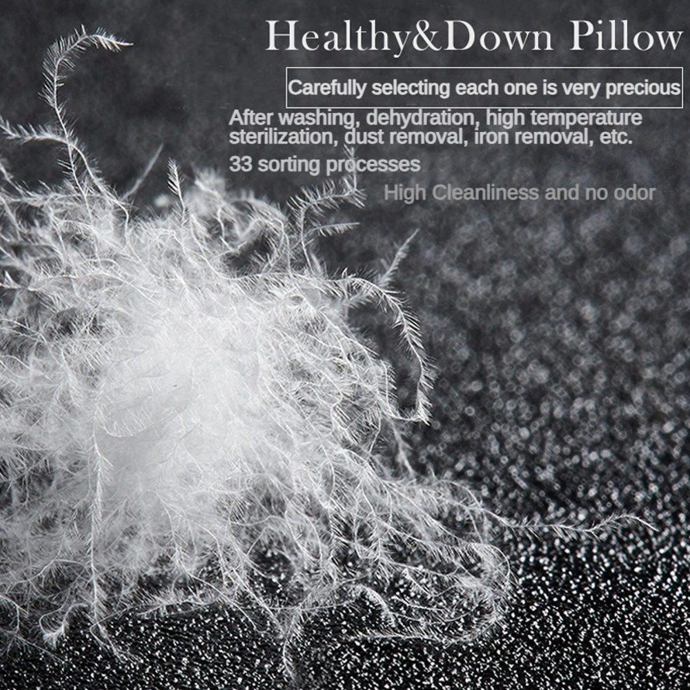 Luxury Goose Down Pillow White Cotton Pillow Cover Rectangle, 5-Star Hotel Sleep Experience with Low-Mid-high Pillows
