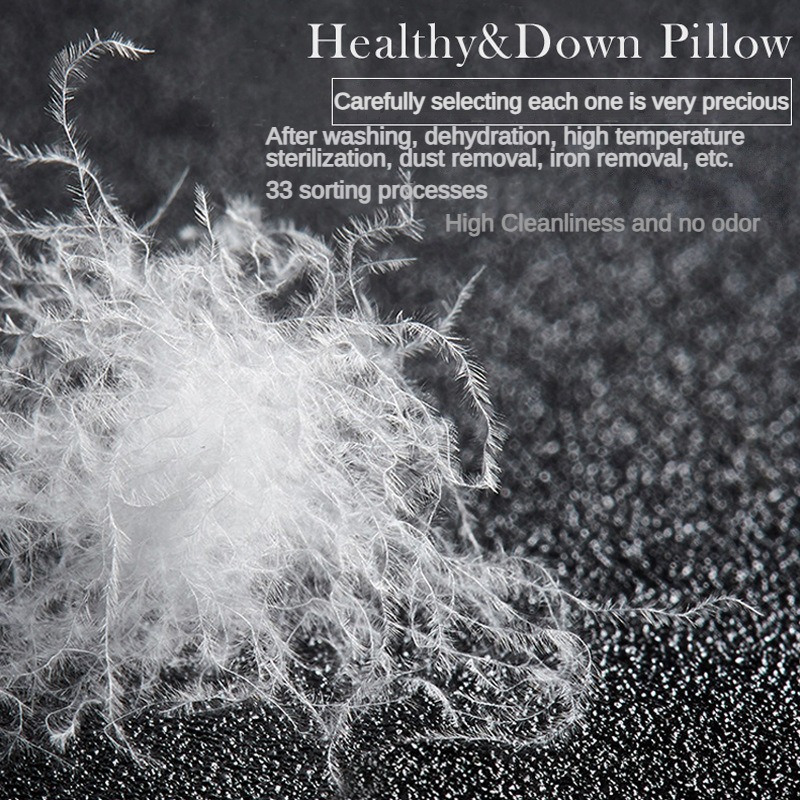 Luxury Goose Down Pillow White Cotton Pillow Cover Rectangle, 5-Star Hotel Sleep Experience with Low-Mid-high Pillows