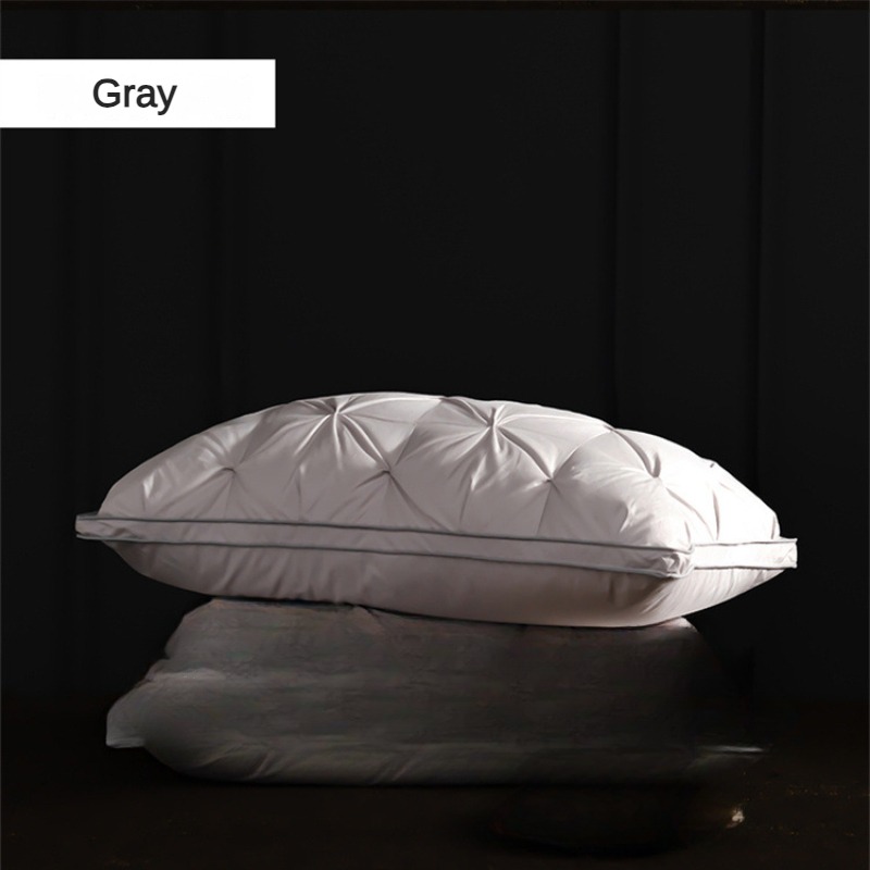 Luxury Goose Down Pillow White Cotton Pillow Cover Rectangle, 5-Star Hotel Sleep Experience with Low-Mid-high Pillows