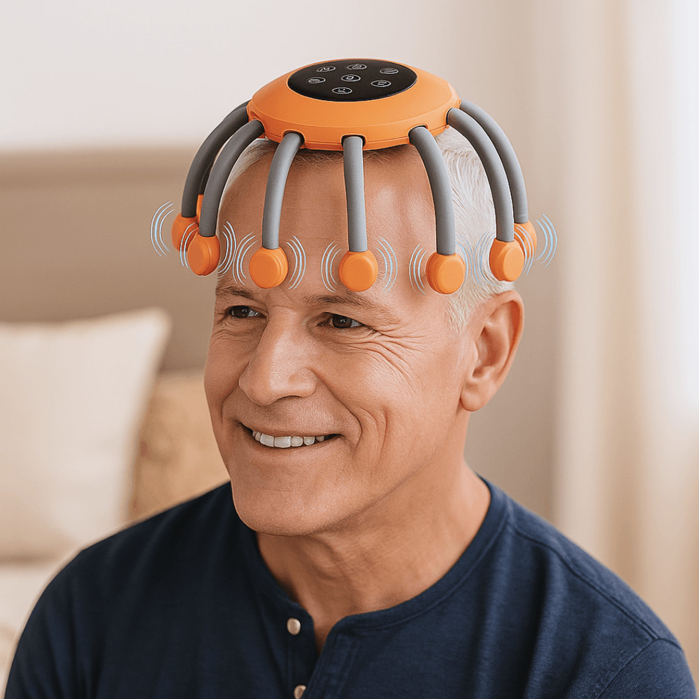 Smart TMS Vibration Scalp Head Massager With Red Light Octopus Massage Machine For Stress Relief 1
