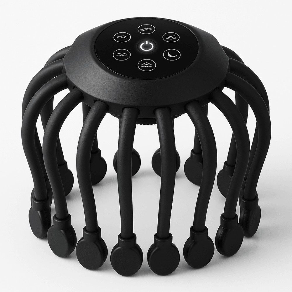 Smart TMS Vibration Scalp Head Massager With Red Light Octopus Massage Machine For Stress Relief 4