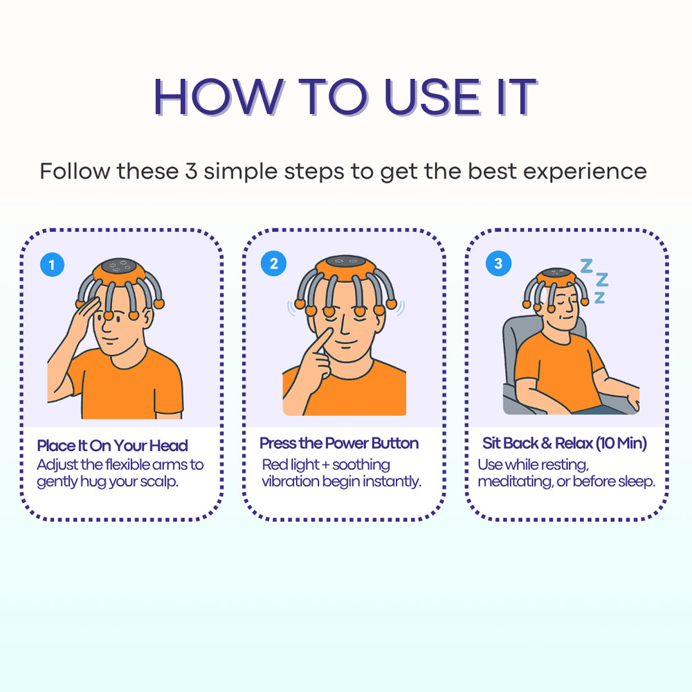 Smart TMS Vibration Scalp Head Massager with Red Light, Octopus Massage Machine for Stress Relief