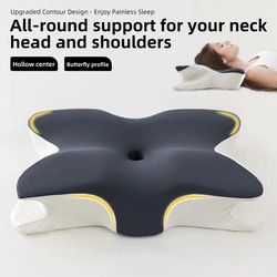 butterfly shape pillow for neck protection, slow rebound memory foam pillow, cervical orthopedic neck foam pillows