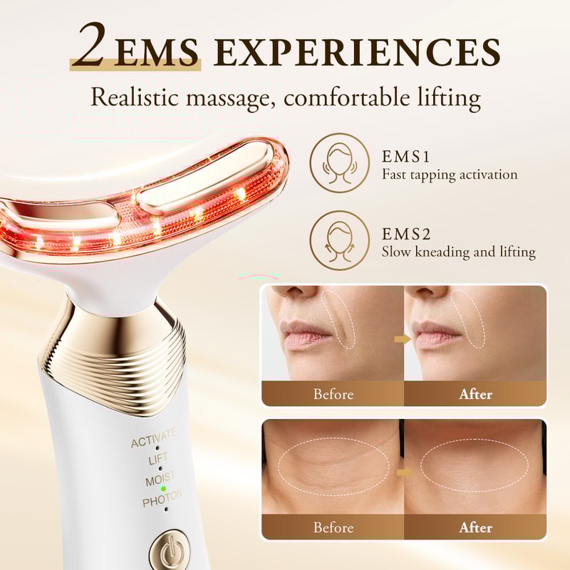 Dual Polar Neck Beauty Device Anti Aging Remove Double Chin EMS Facial Lifting 5color Photon Warm F 4