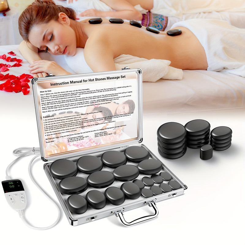 Hot Stone Massage Set With Temperature Adjustment Professional Spa Tool Neck And Body Relaxation 1