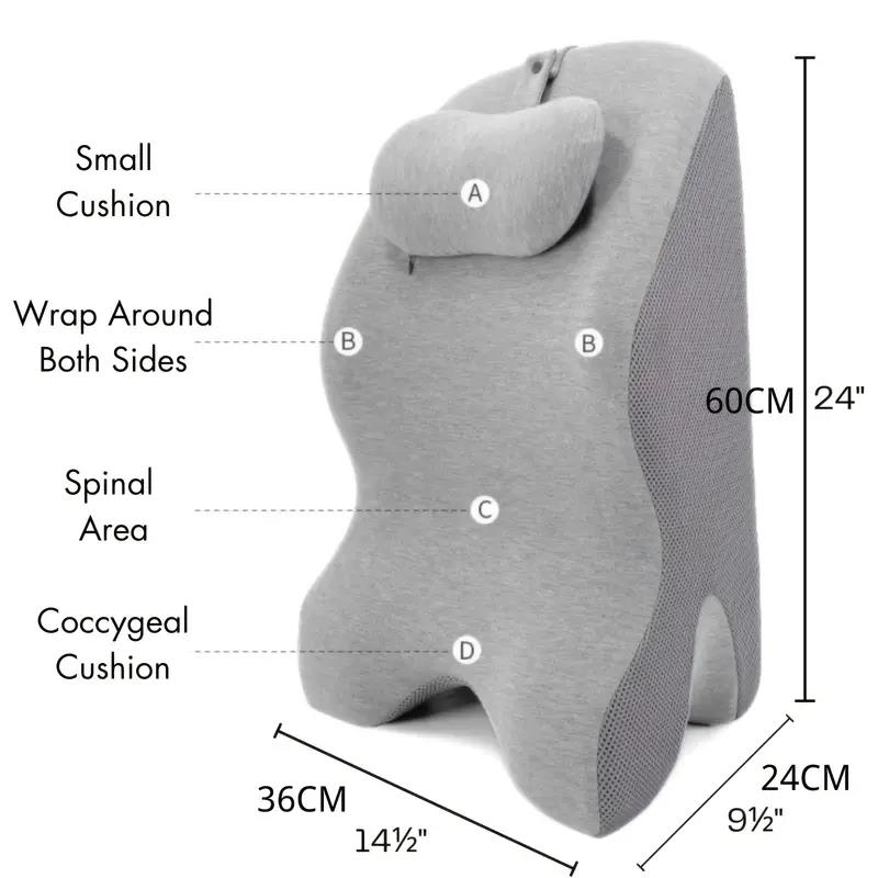 Multifunctional Reclining Pillow with Memory Foam for Back Neck Support, Ergonomic Wedge Cushion, Comfortable Prone Rest