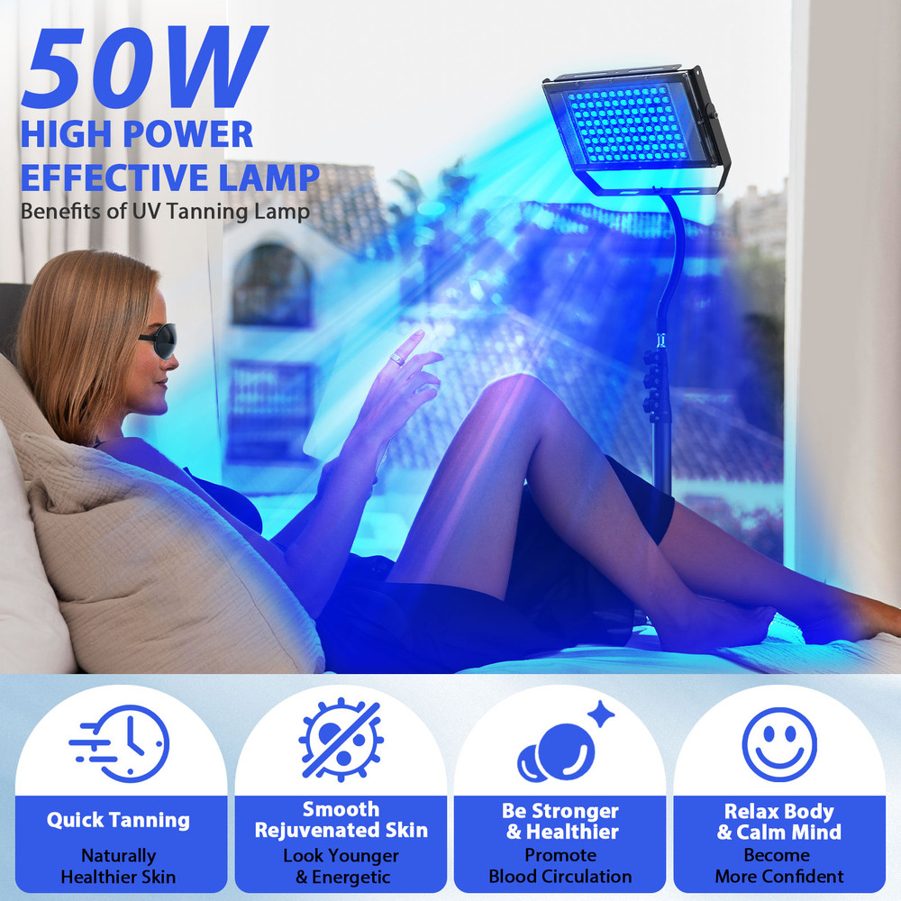 Ultraviolet Tanning Lamp Tripod Solarium Lamp for Tanning Body, Blue Light Wavelength, Skin Care