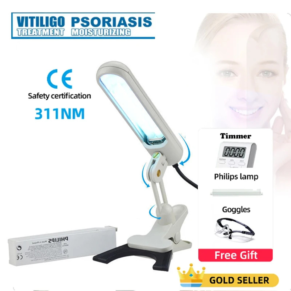 UV 311nm Ultraviolet Phototherapy Device Uses Philips Lamp UVB To Treat Vitiligo Psoriasis White Sp 5