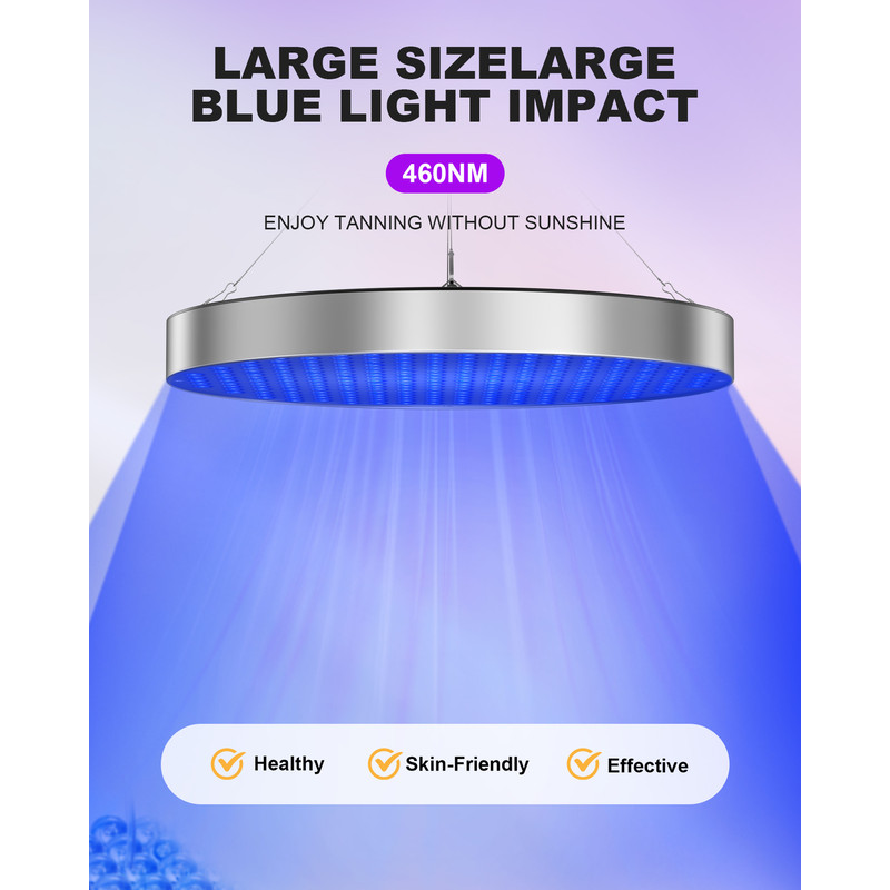 Tanning Solarium Lamp for Whole Body Blue Light, Round UV Tanning Lamp, Foldable Adjustable Stand Hanging Hooks
