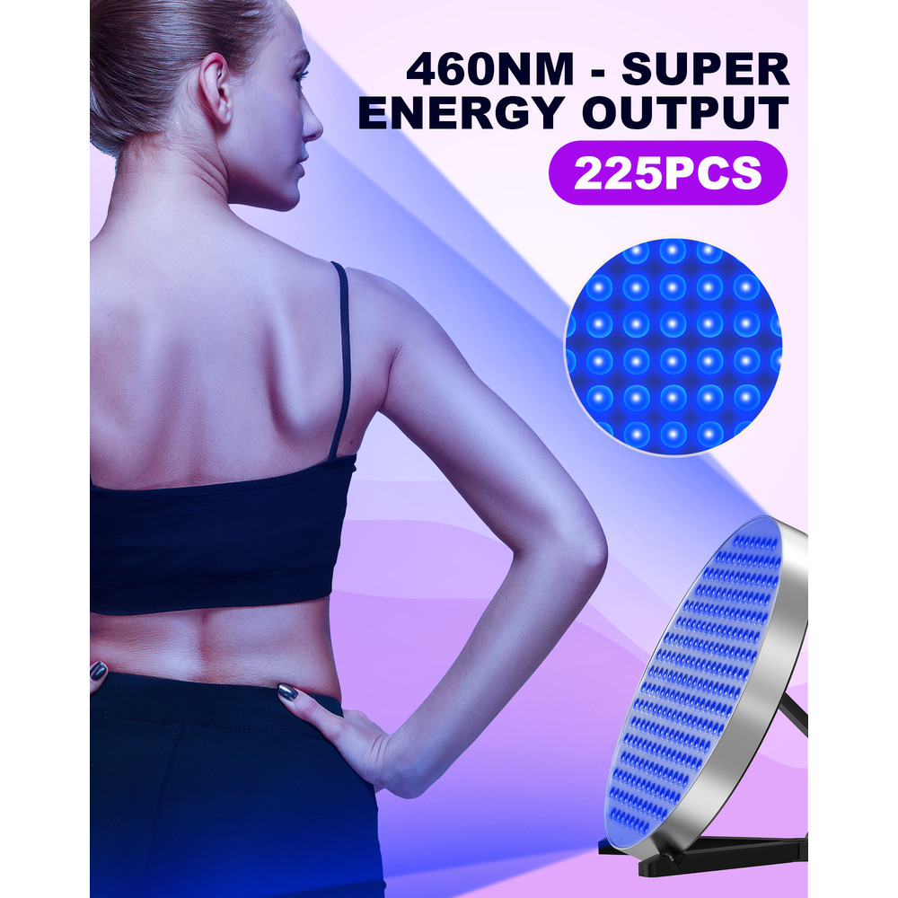 Tanning Solarium Lamp for Whole Body Blue Light, Round UV Tanning Lamp, Foldable Adjustable Stand Hanging Hooks