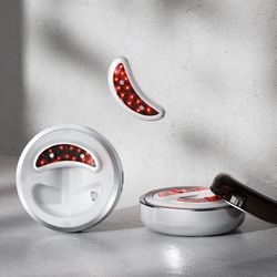 led red light eye care therapy ems massager, with gel patch for treatment under eye wrinkle, usb rechargeable