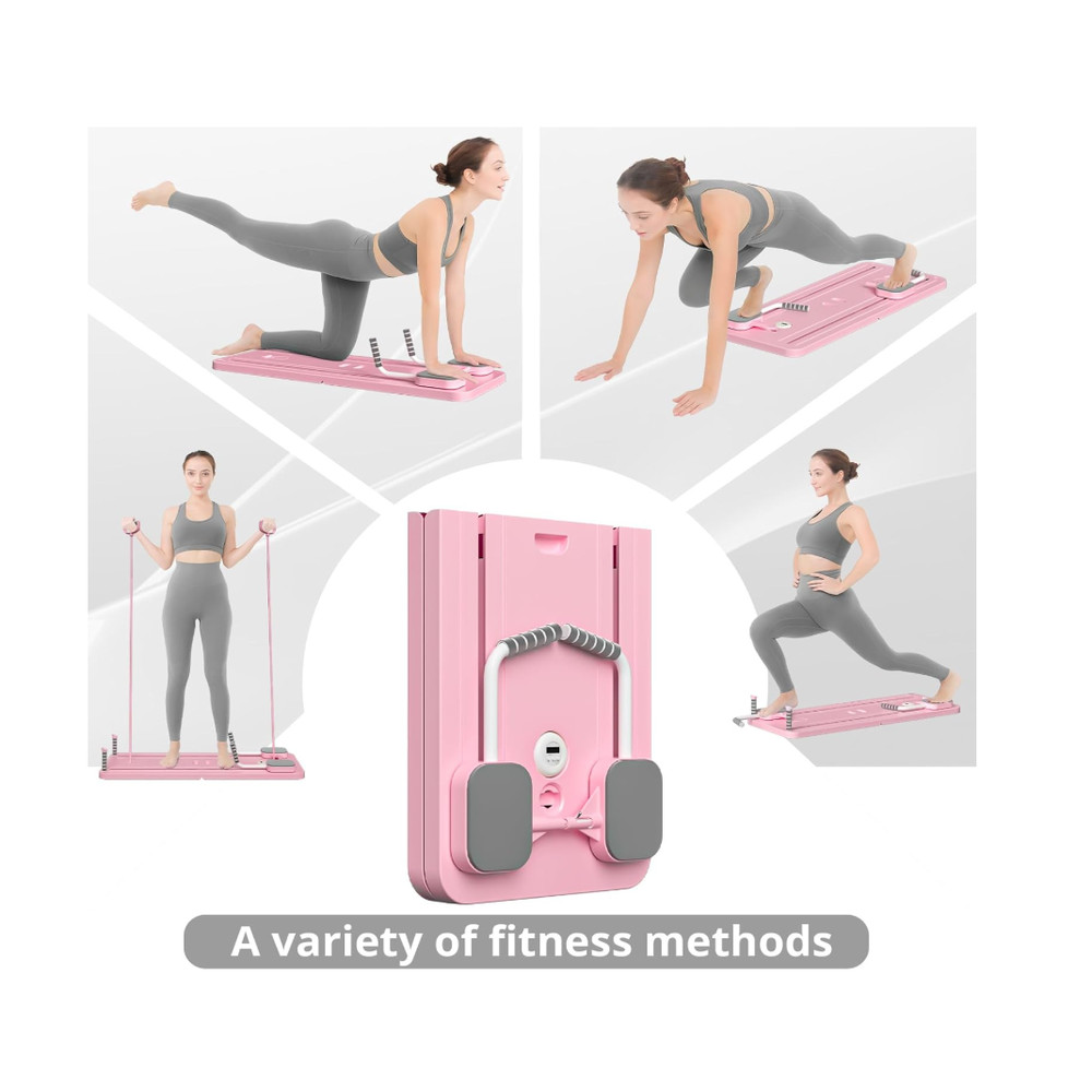 Adjustable Pilates Board Home Workout Machine Foldable Ab  Pushup Workout Board Yoga Reformer With  4