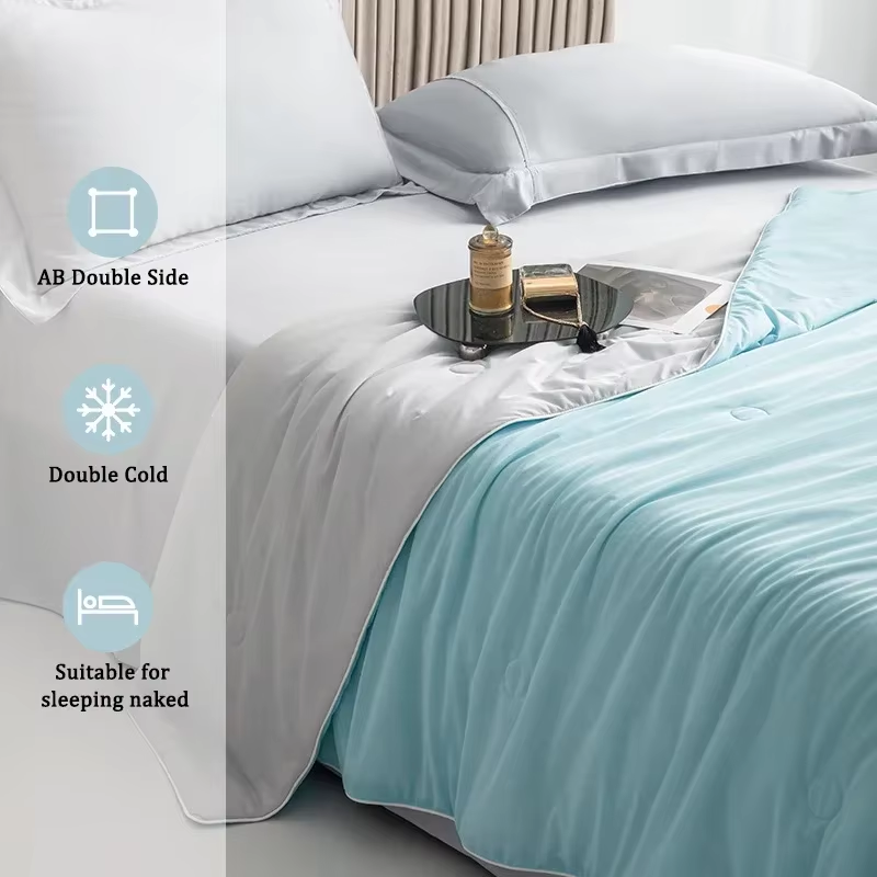 Silky Cooling Blanket For Bed Lightweight Cooled Summer Comforter DoubleSided Cold  Cooling Fabric  2