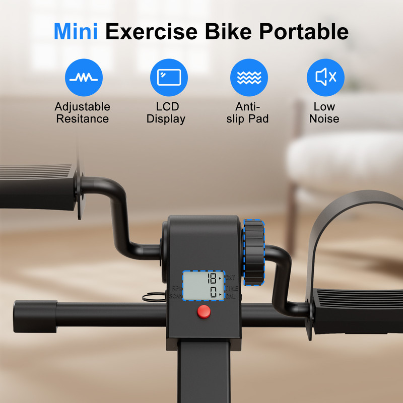 Under Desk Bike Pedal Mini Exercise Bike With Electronic Display For Indoor Leg And Arm Recovery Fo 3