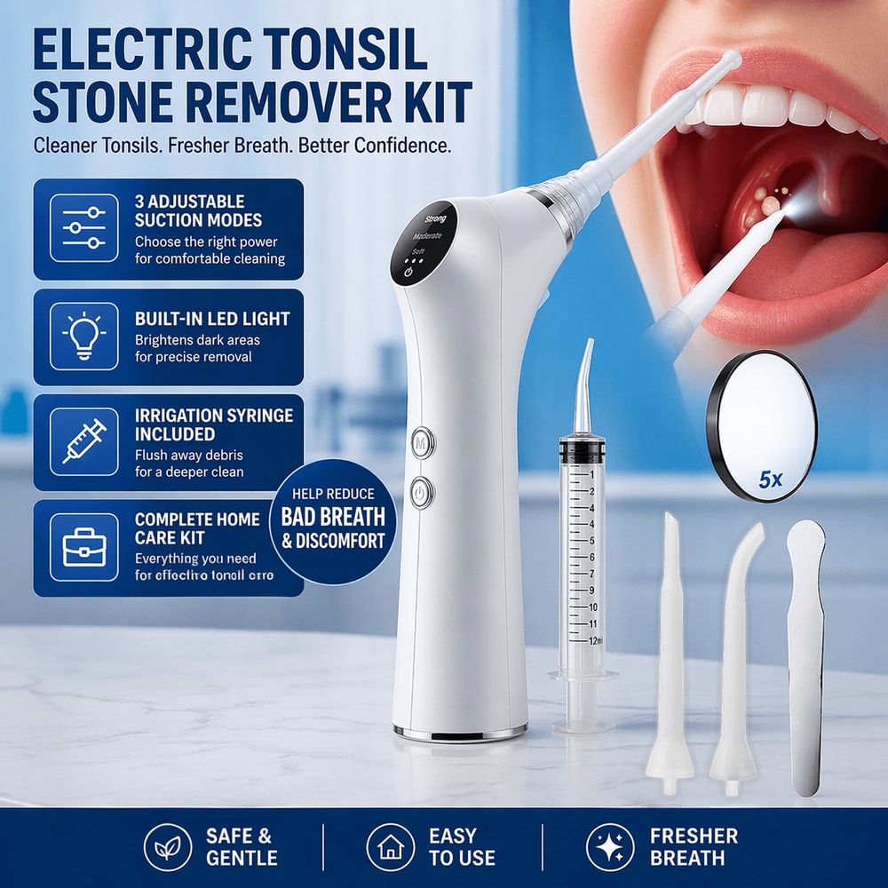 Electric Tonsil Stone Remover Kit Tonsil Stone Removal Vacuum With LED Light 3 Suction Modes Irrig 1