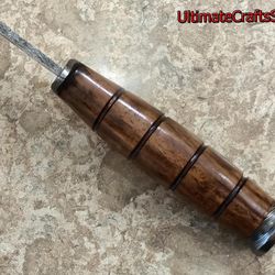 hand crafted 12.00" custom made damascus steel k-bar hunting knife, a unique gift idea (2566)