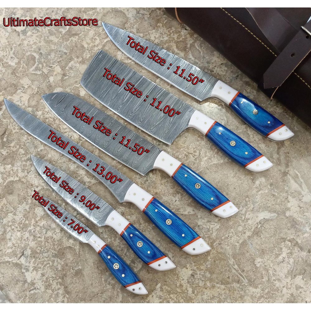 Hand Crafted 6 Pcs Set Custom Made Damascus Steel Chefkitchen Knife A Unique Gift Idea UCS08 0