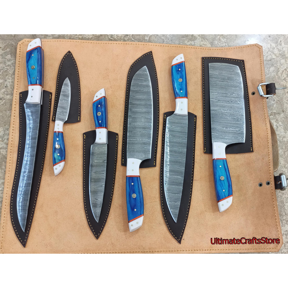 Hand Crafted 6 Pcs Set Custom Made Damascus Steel Chefkitchen Knife A Unique Gift Idea UCS08 1