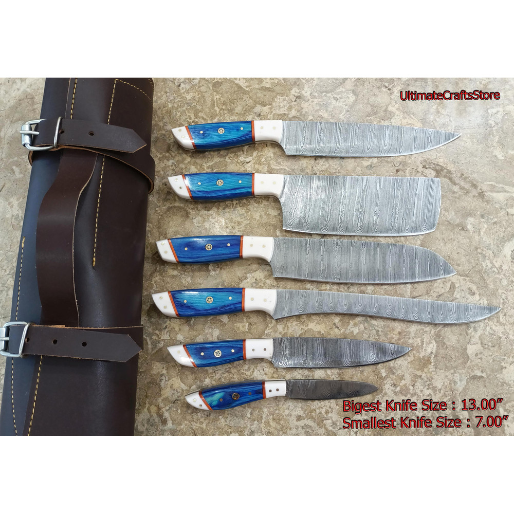 Hand Crafted 6 Pcs Set Custom Made Damascus Steel Chefkitchen Knife A Unique Gift Idea UCS08 2