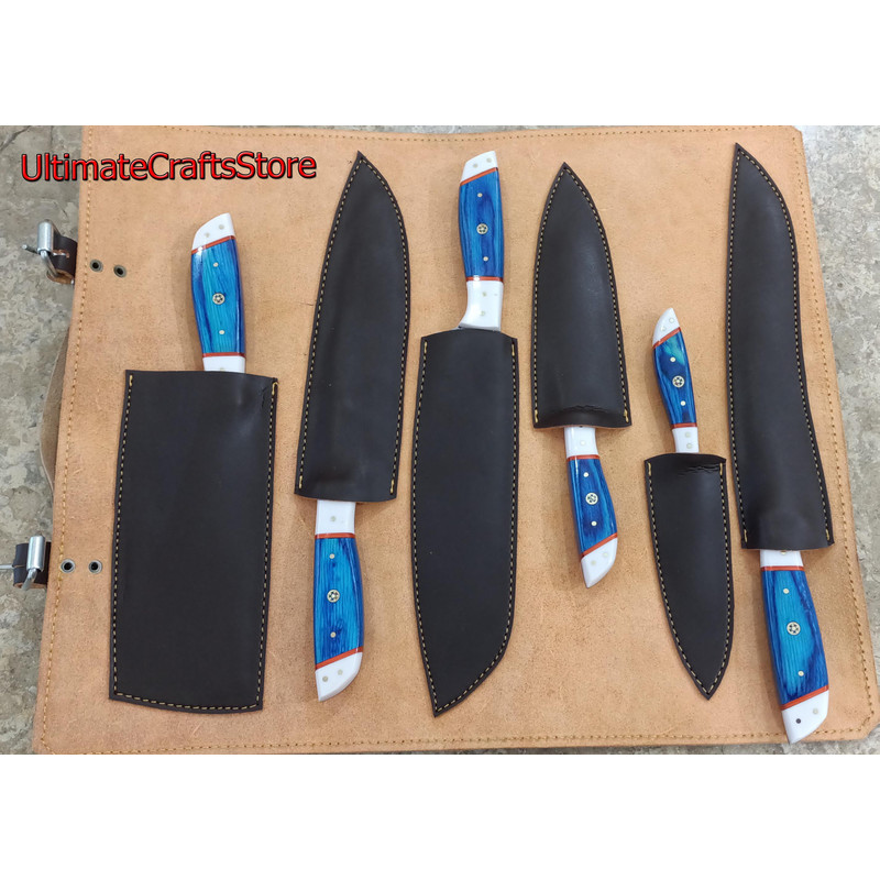 Hand Crafted 6 Pcs Set Custom Made Damascus Steel Chefkitchen Knife A Unique Gift Idea UCS08 3