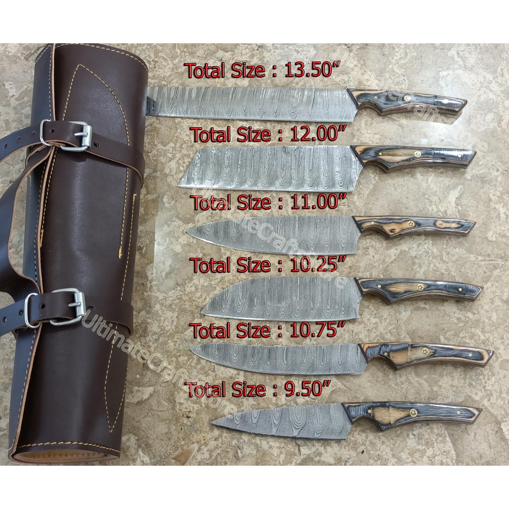 Hand Crafted 6 Pcs Set Custom Made Damascus Steel Chefkitchen Knife A Unique Gift Idea 3069 0