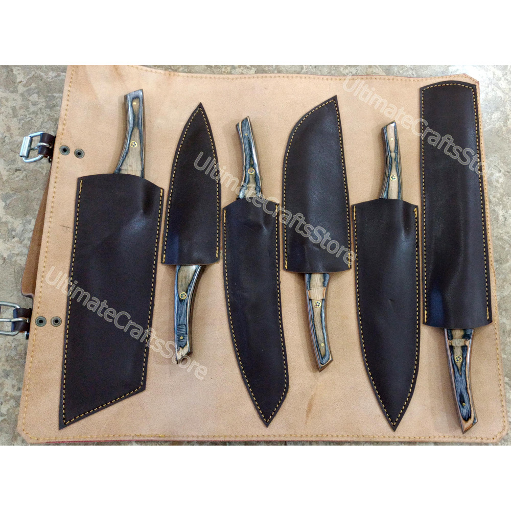 Hand Crafted 6 Pcs Set Custom Made Damascus Steel Chefkitchen Knife A Unique Gift Idea 3069 1