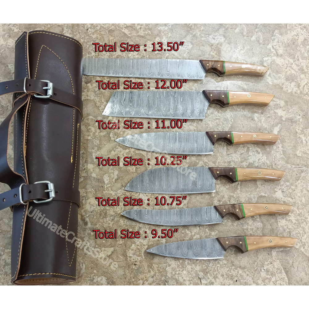 Hand Crafted 6 Pcs Set Custom Made Damascus Steel Chefkitchen Knife A Unique Gift Idea 30691 0