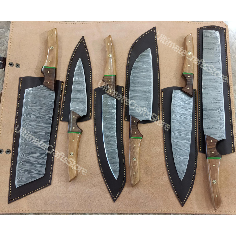 Hand Crafted 6 Pcs Set Custom Made Damascus Steel Chefkitchen Knife A Unique Gift Idea 30691 2