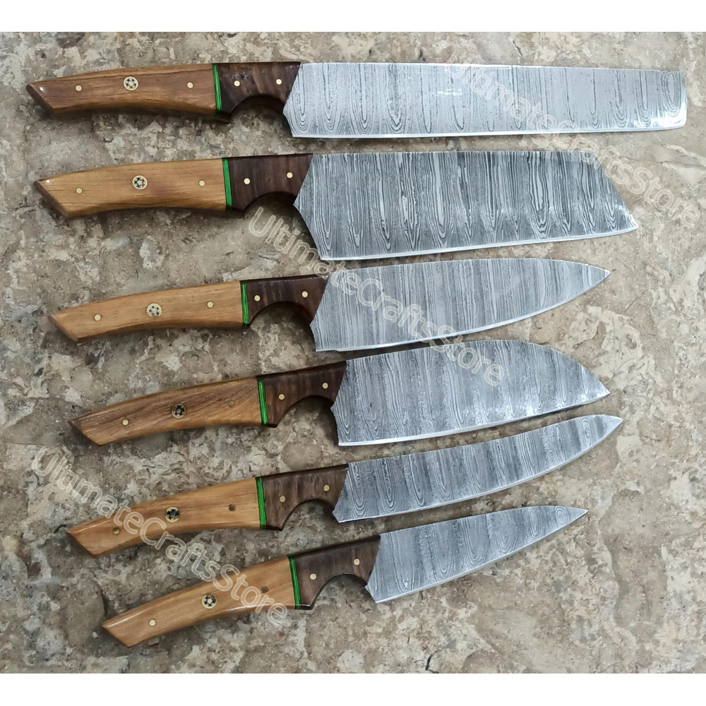 Hand Crafted 6 Pcs Set Custom Made Damascus Steel Chefkitchen Knife A Unique Gift Idea 30691 3