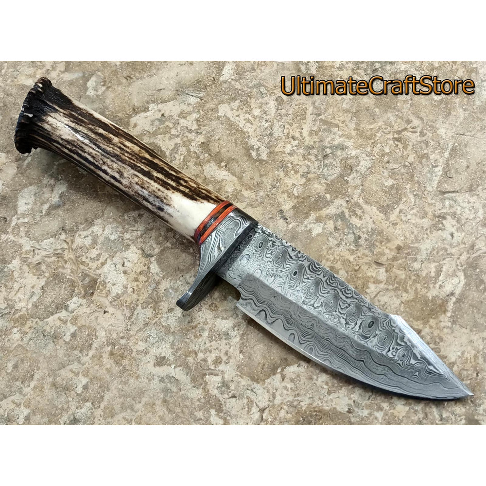 Hand Crafted Custom Made Damascus Steel Fish Design Ulu Skinner edc Hunting Knife A Unique Gift Id 2