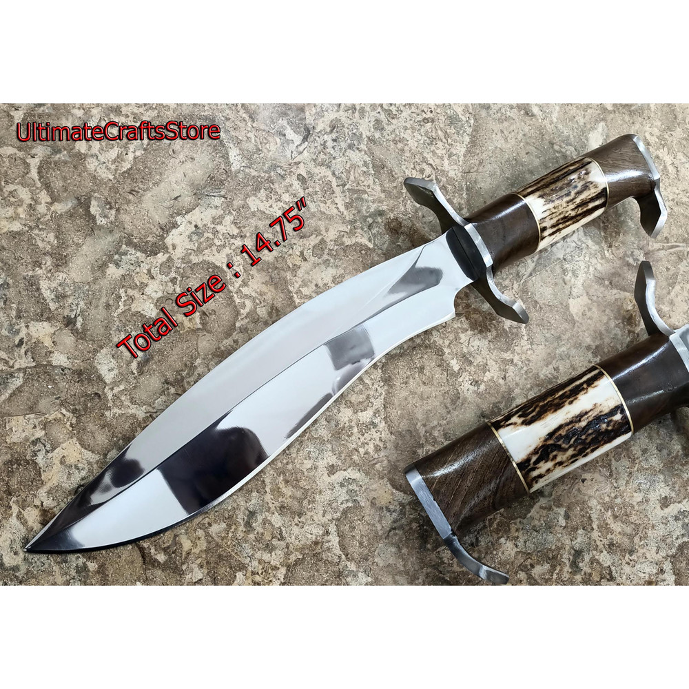 Hand Crafted 1475 Custom Made Damascus Steel Mirror Polish Survival Bowie Knife A Unique Gift Idea 0