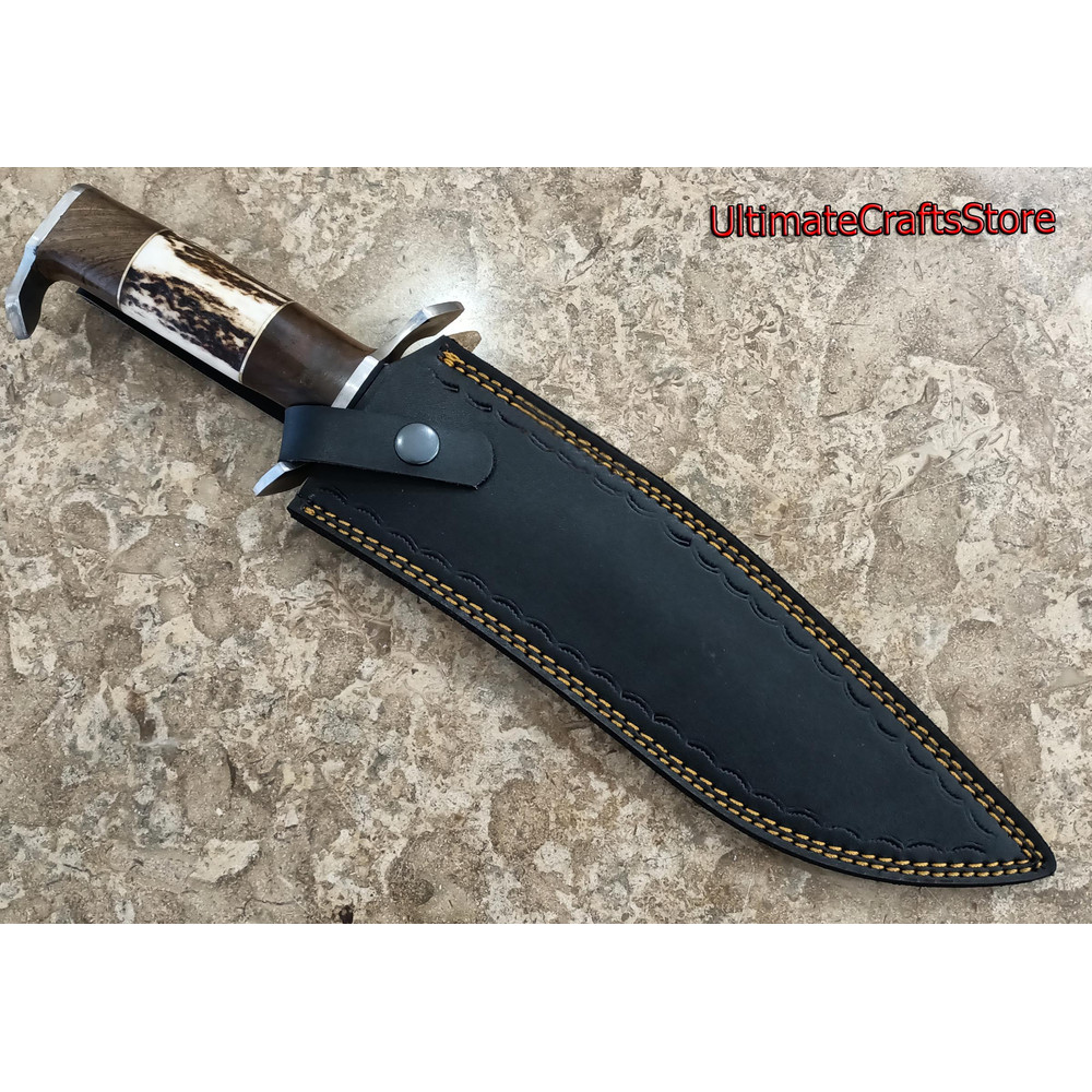 Hand Crafted 1475 Custom Made Damascus Steel Mirror Polish Survival Bowie Knife A Unique Gift Idea 1
