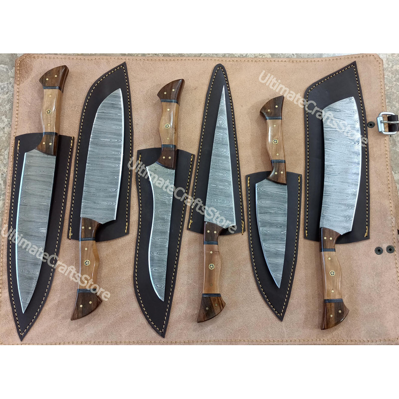 Hand Crafted 6 Pcs Set Of Custom Made Damascus Steel Chefkitchen Knife A Unique Gift Idea 30701 2