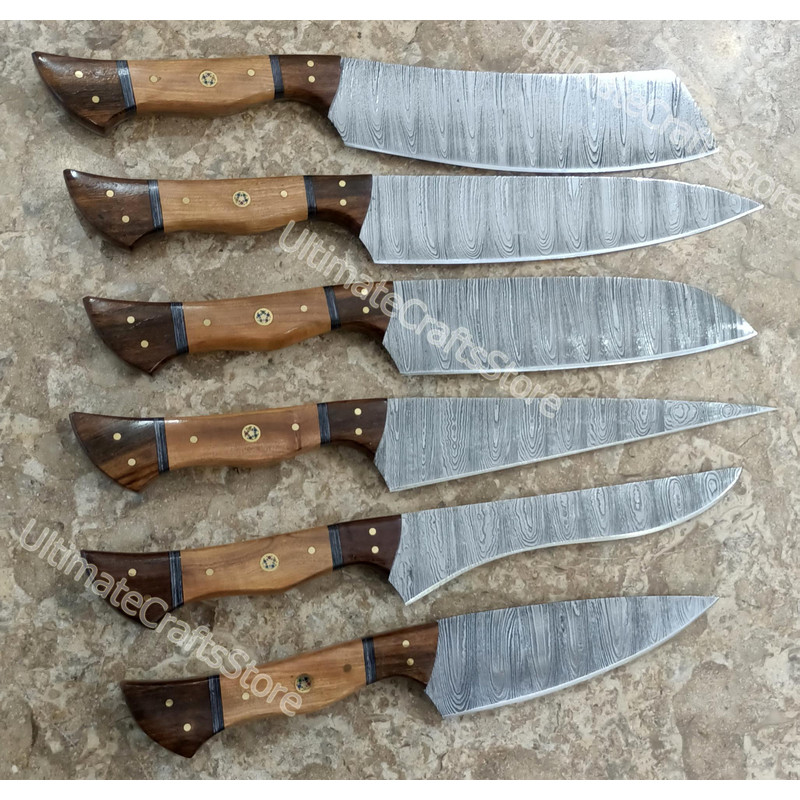 Hand Crafted 6 Pcs Set Of Custom Made Damascus Steel Chefkitchen Knife A Unique Gift Idea 30701 3