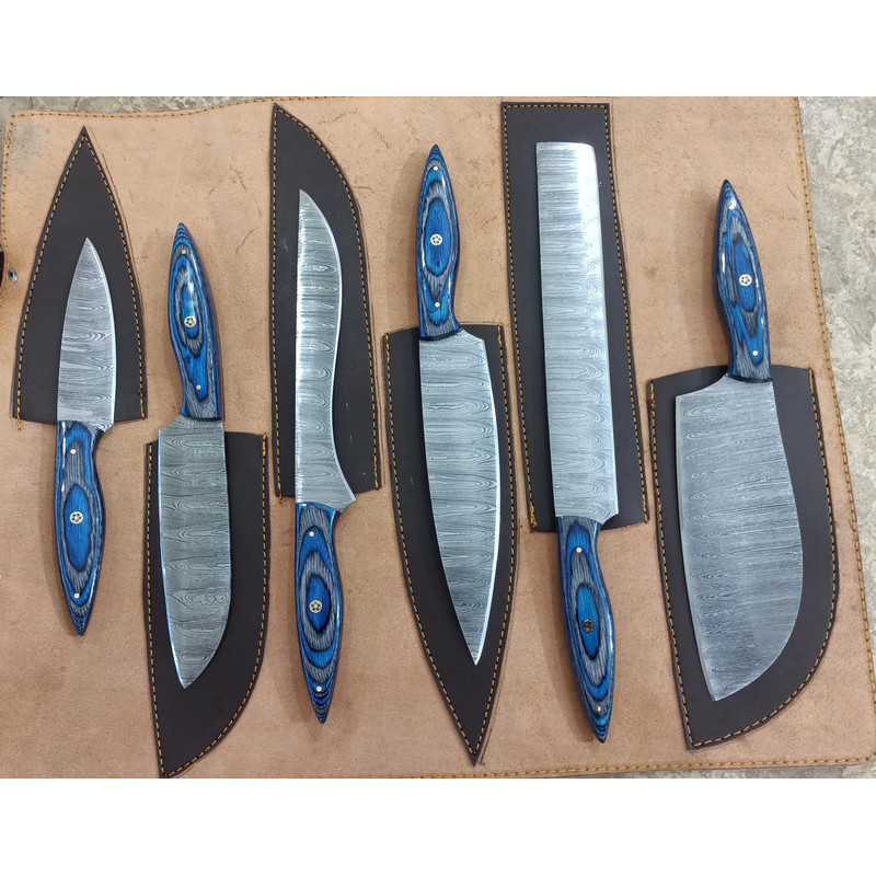 Hand Crafted 6 Pcs Set Of Custom Made Damascus Steel Chefkitchen Knife A Unique Gift Idea UCS01 0
