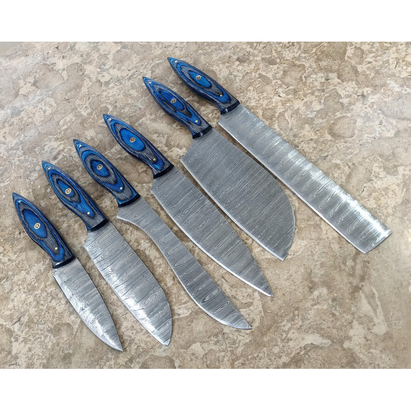 Hand Crafted 6 Pcs Set Of Custom Made Damascus Steel Chefkitchen Knife A Unique Gift Idea UCS01 1