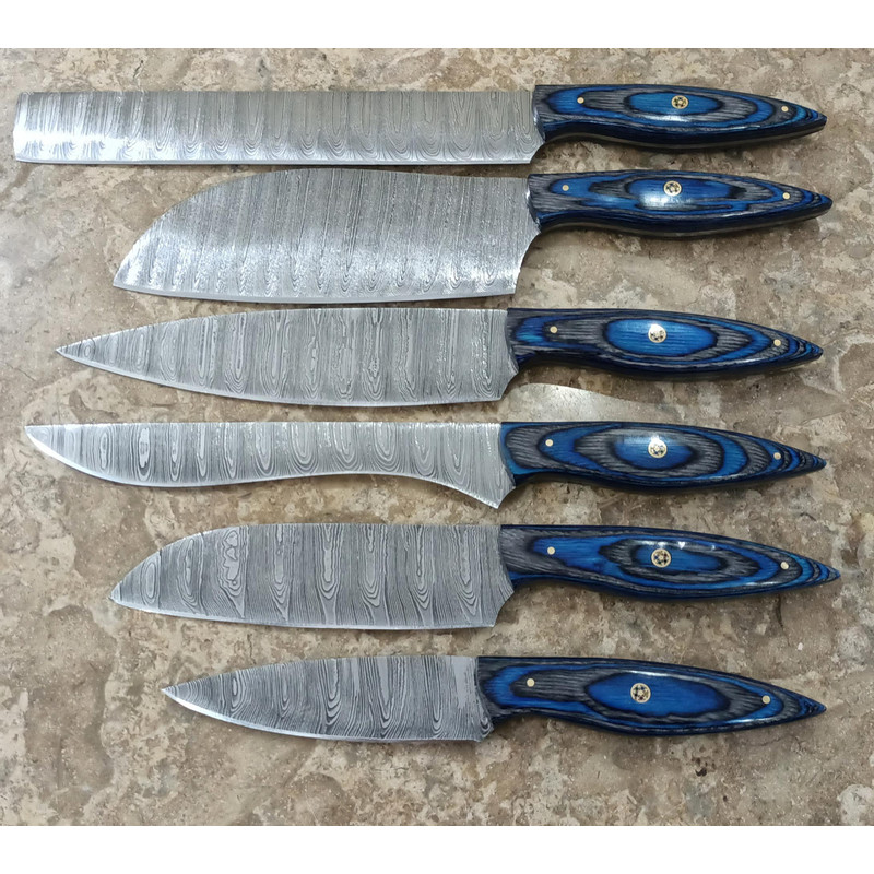 Hand Crafted 6 Pcs Set Of Custom Made Damascus Steel Chefkitchen Knife A Unique Gift Idea UCS01 2