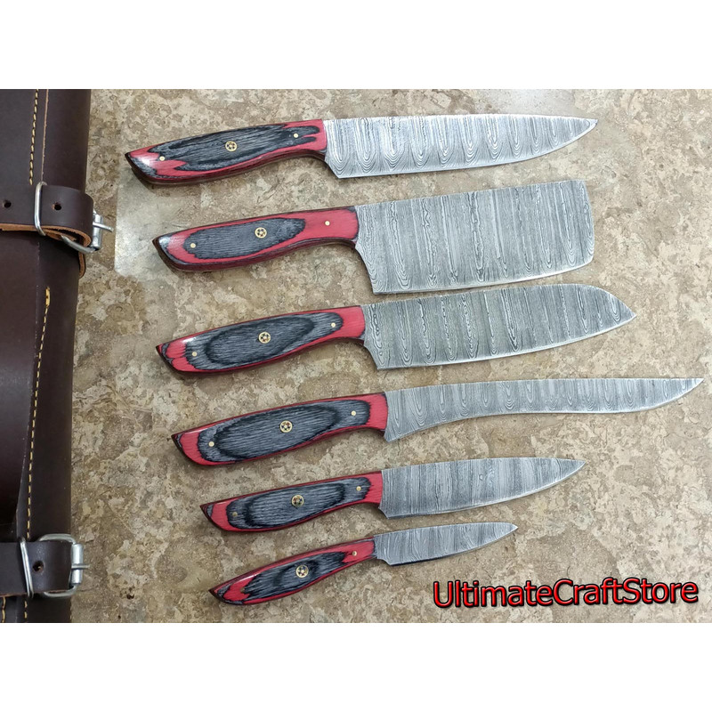 Hand Crafted 6 Pcs Set Of Custom Made Damascus Steel Chefkitchen Knife A Unique Gift Idea UCS02 1
