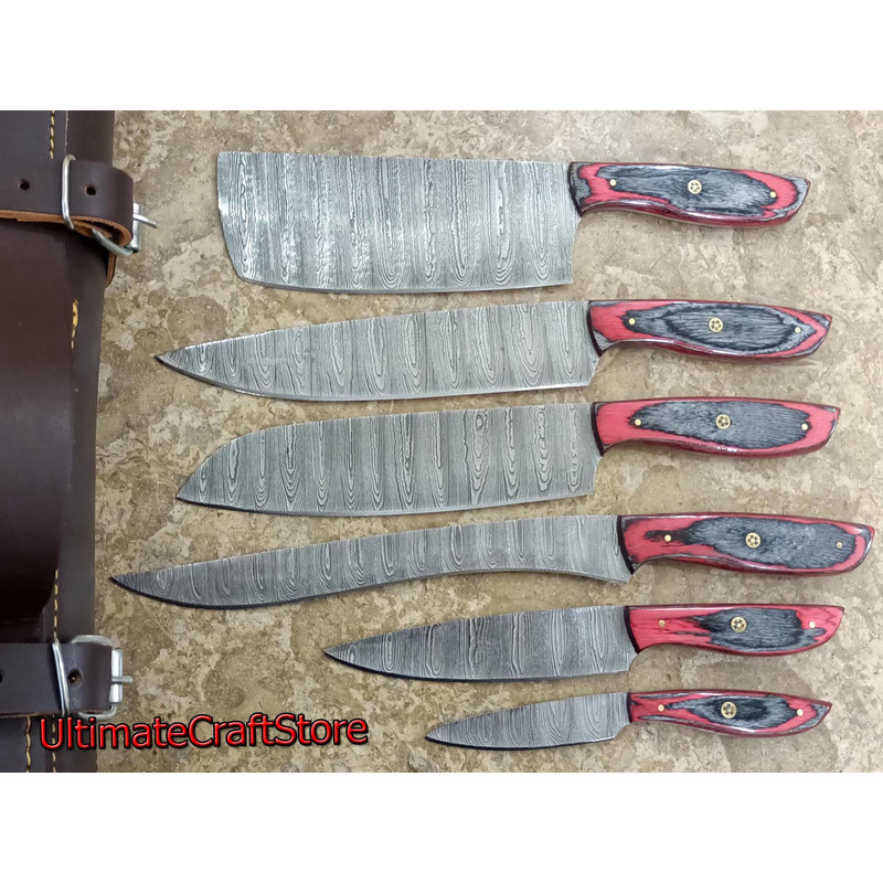 Hand Crafted 6 Pcs Set Of Custom Made Damascus Steel Chefkitchen Knife A Unique Gift Idea UCS02 2