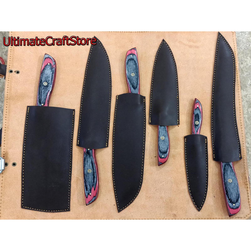 Hand Crafted 6 Pcs Set Of Custom Made Damascus Steel Chefkitchen Knife A Unique Gift Idea UCS02 3