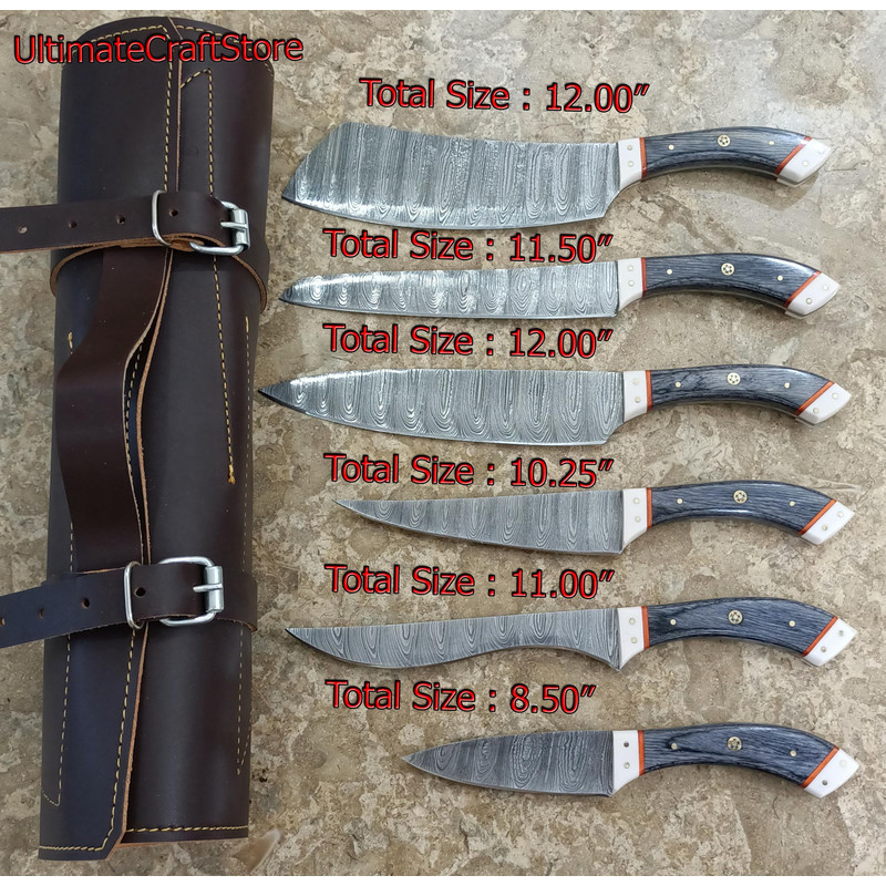 Hand Crafted 6 Pcs Set Of Custom Made Damascus Steel Chefkitchen Knife A Unique Gift Idea UCS07 0