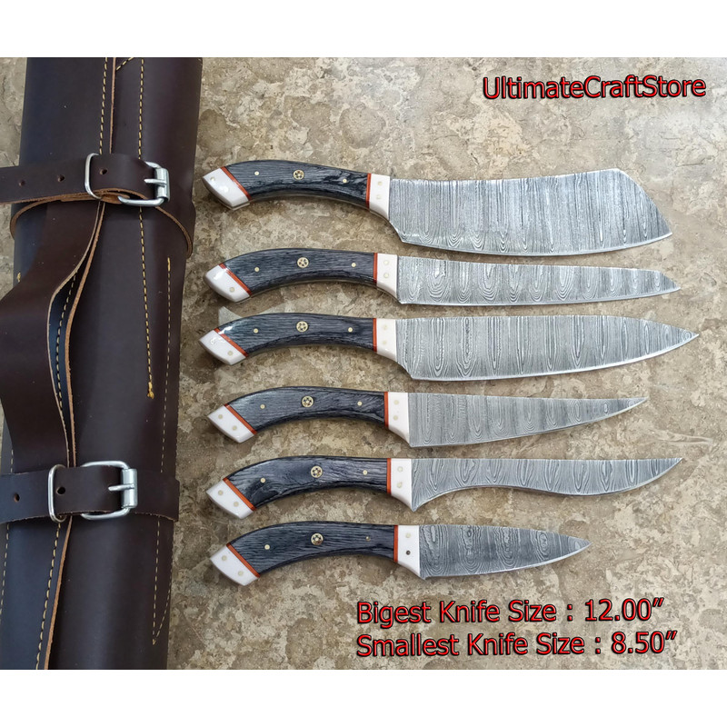 Hand Crafted 6 Pcs Set Of Custom Made Damascus Steel Chefkitchen Knife A Unique Gift Idea UCS07 2