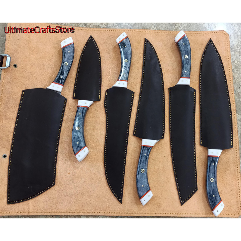Hand Crafted 6 Pcs Set Of Custom Made Damascus Steel Chefkitchen Knife A Unique Gift Idea UCS07 3