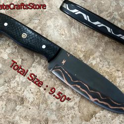hand crafted custom made carbon steel and copper ,edc, hunting knife , a unique gift idea (ucs-09)