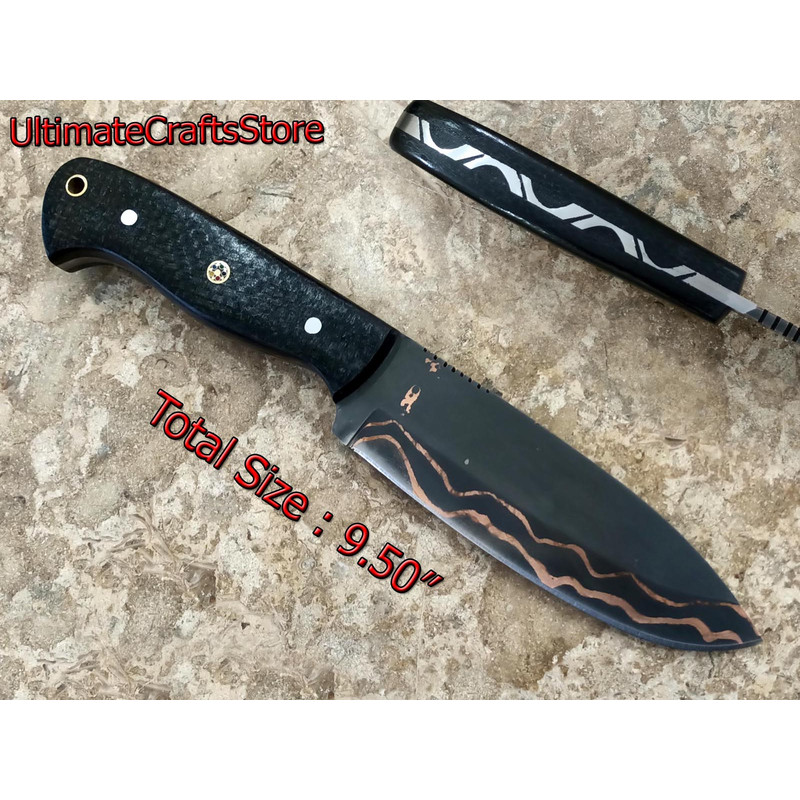 Hand Crafted Custom Made Carbon Steel And Copper edc Hunting Knife A Unique Gift Idea UCS09 0