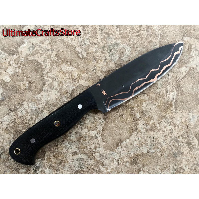 Hand Crafted Custom Made Carbon Steel And Copper edc Hunting Knife A Unique Gift Idea UCS09 2