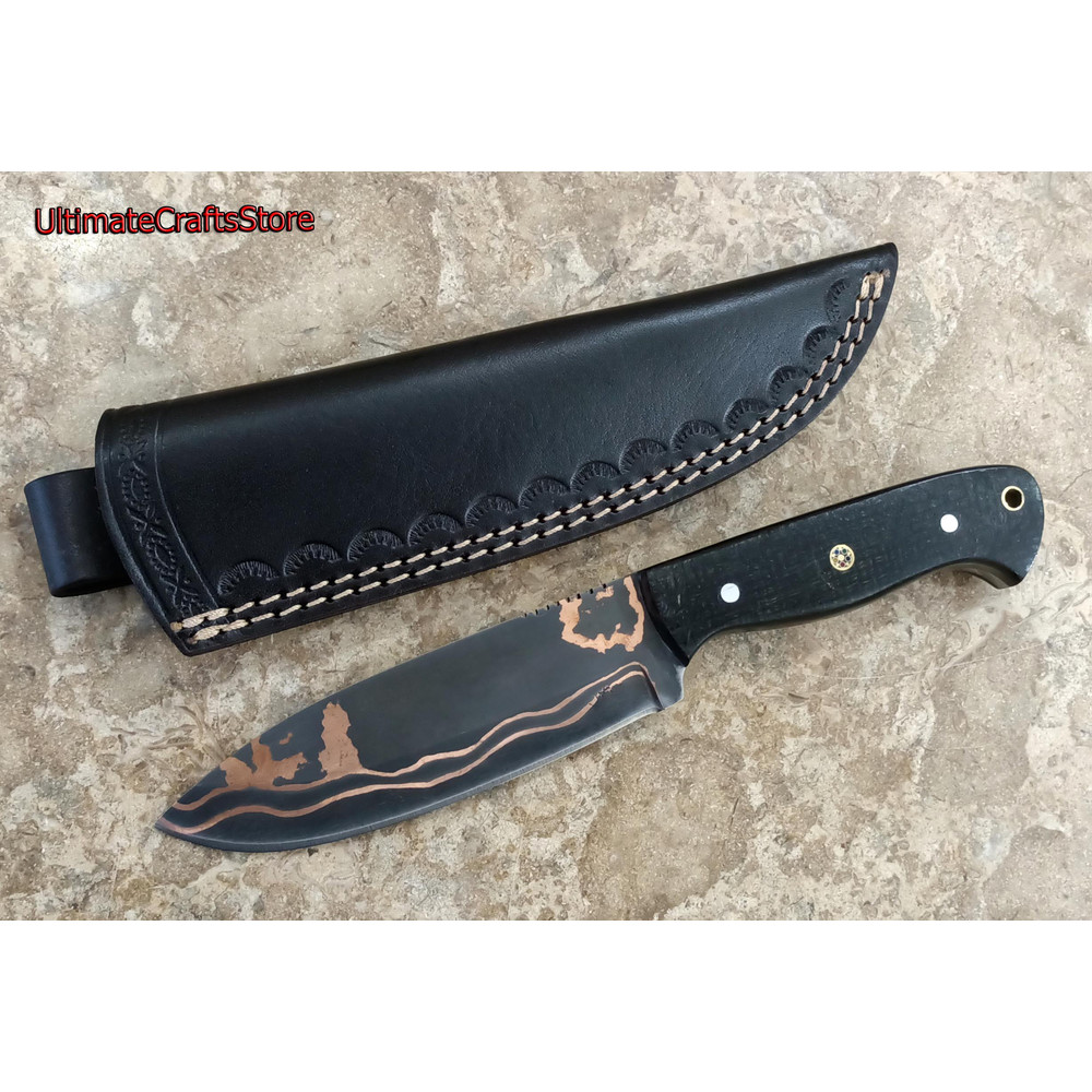 Hand Crafted Custom Made Carbon Steel And Copper edc Hunting Knife A Unique Gift Idea UCS09 3