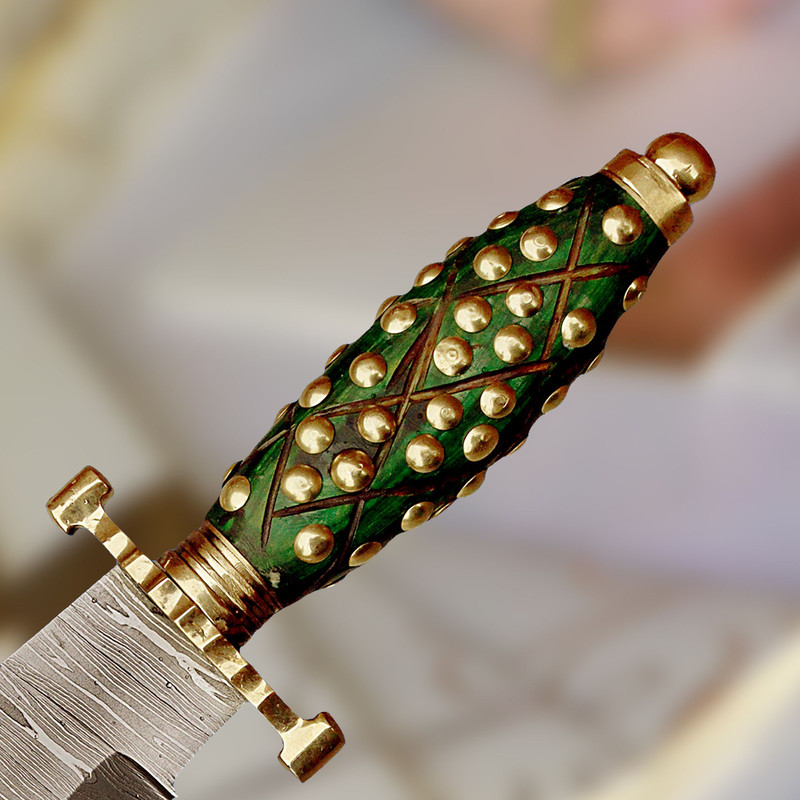 AXENCRAFT 12 Handmade Damascus Clip Point Bowie Knife Full Tang Hunting Knife With Ornate Handle 1