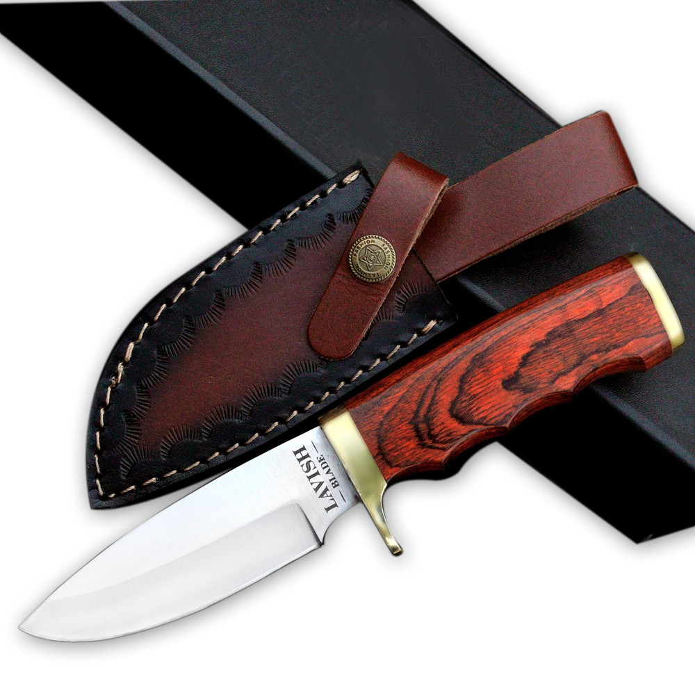 AXENCRAFT 10Handmade Hunting KnifeHigh Carbon Steel Drop Point BladeFull Tang Ergonomic Wooden Hand 5