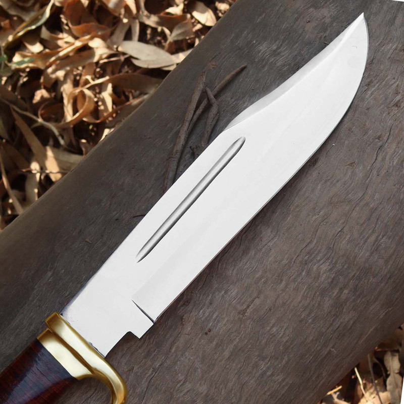 AXENCRAFT 15Handmade Bowie Knife1095 High Carbon Steel BladeStacked Leather HandleBrass Guard Pomm 4